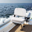 VEVOR Boat Seat, Low Backrest, Folding Fishing Boat Seat with Thickened Sponge Cushion & Waterproof PVC Leather, Aluminum Alloy Hinges, Flip Up Boat Seat for Fishing Boats, Yachts, Ships, White