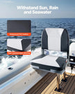 VEVOR Boat Seat, Low Backrest, Folding Fishing Boat Seat with Thickened Sponge Cushion & Waterproof PVC Leather, Aluminum Alloy Hinges, Flip Up Boat Seat for Fishing Boats, Yachts, Ships, Black & Grey