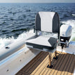 VEVOR Boat Seat, Low Backrest, Folding Fishing Boat Seat with Thickened Sponge Cushion & Waterproof PVC Leather, Aluminum Alloy Hinges, Flip Up Boat Seat for Fishing Boats, Yachts, Ships, Black & Grey
