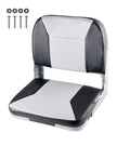 VEVOR Boat Seat, Low Backrest, Folding Fishing Boat Seat with Thickened Sponge Cushion & Waterproof PVC Leather, Aluminum Alloy Hinges, Flip Up Boat Seat for Fishing Boats, Yachts, Ships, Black & Grey