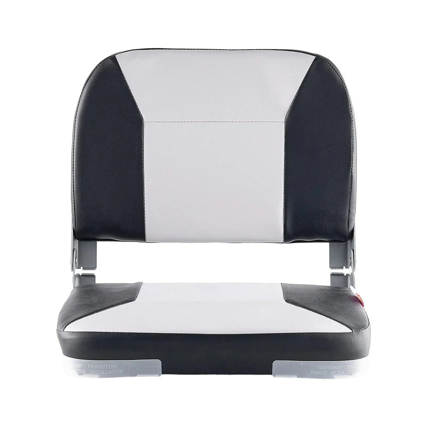 VEVOR Boat Seat, Low Backrest, Folding Fishing Boat Seat with Thickened Sponge Cushion & Waterproof PVC Leather, Aluminum Alloy Hinges, Flip Up Boat Seat for Fishing Boats, Yachts, Ships, Black & Grey