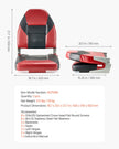 VEVOR Boat Seat High Backrest Folding Boat Seat Sponge Cushion Black & Red