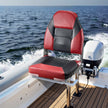 VEVOR Boat Seat High Backrest Folding Boat Seat Sponge Cushion Black & Red