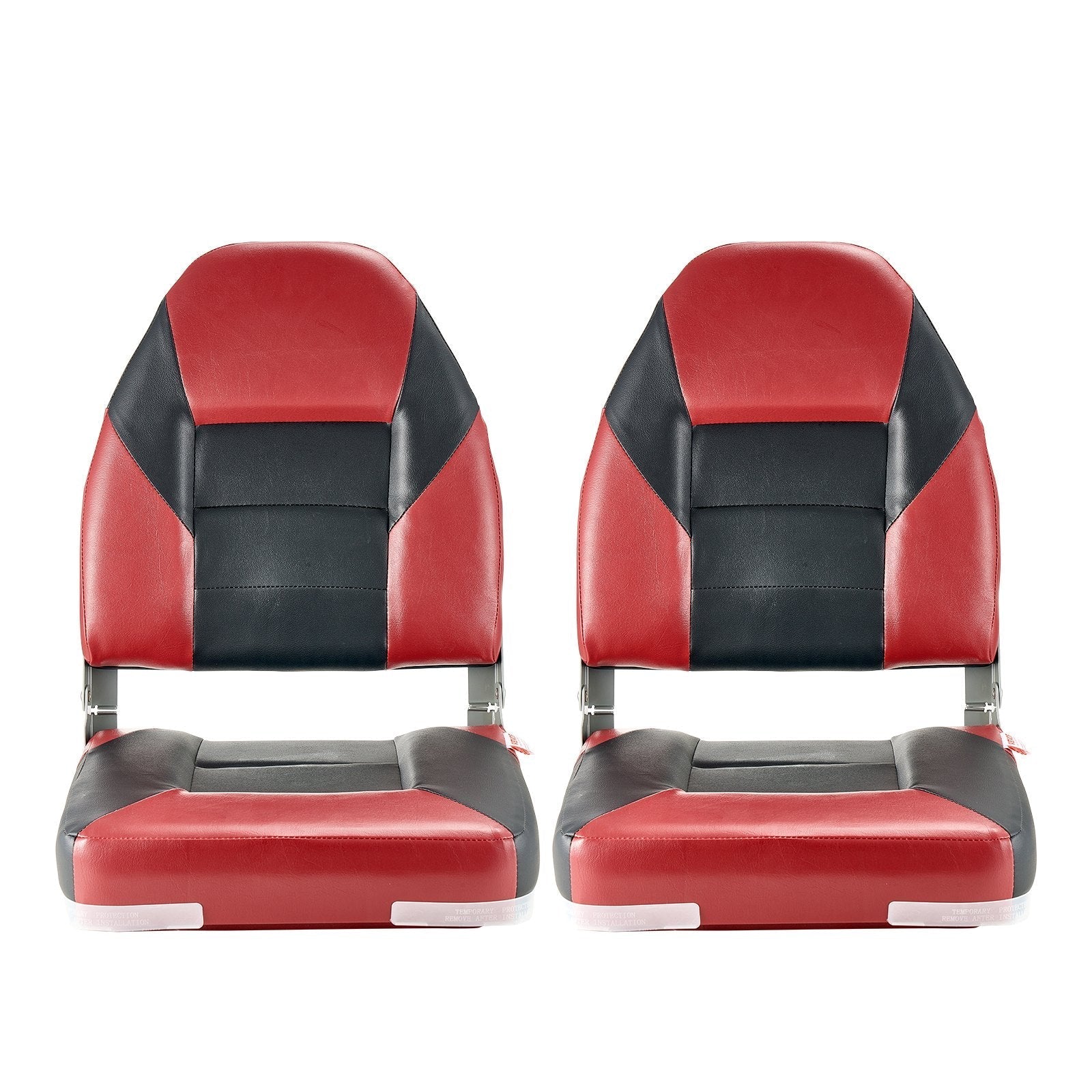 VEVOR Boat Seat High Backrest Folding Boat Seat Sponge Cushion Black & Red
