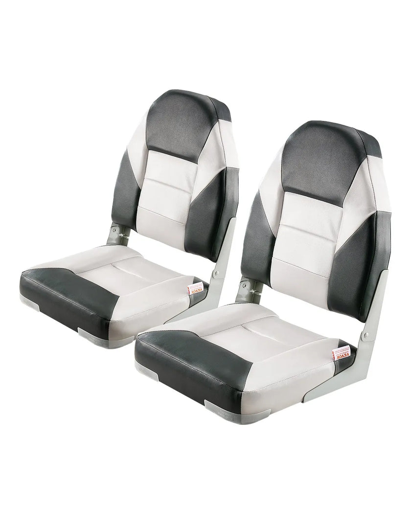 VEVOR Boat Seat High Backrest Flip Up Boat Seat Sponge Cushion Black & Grey
