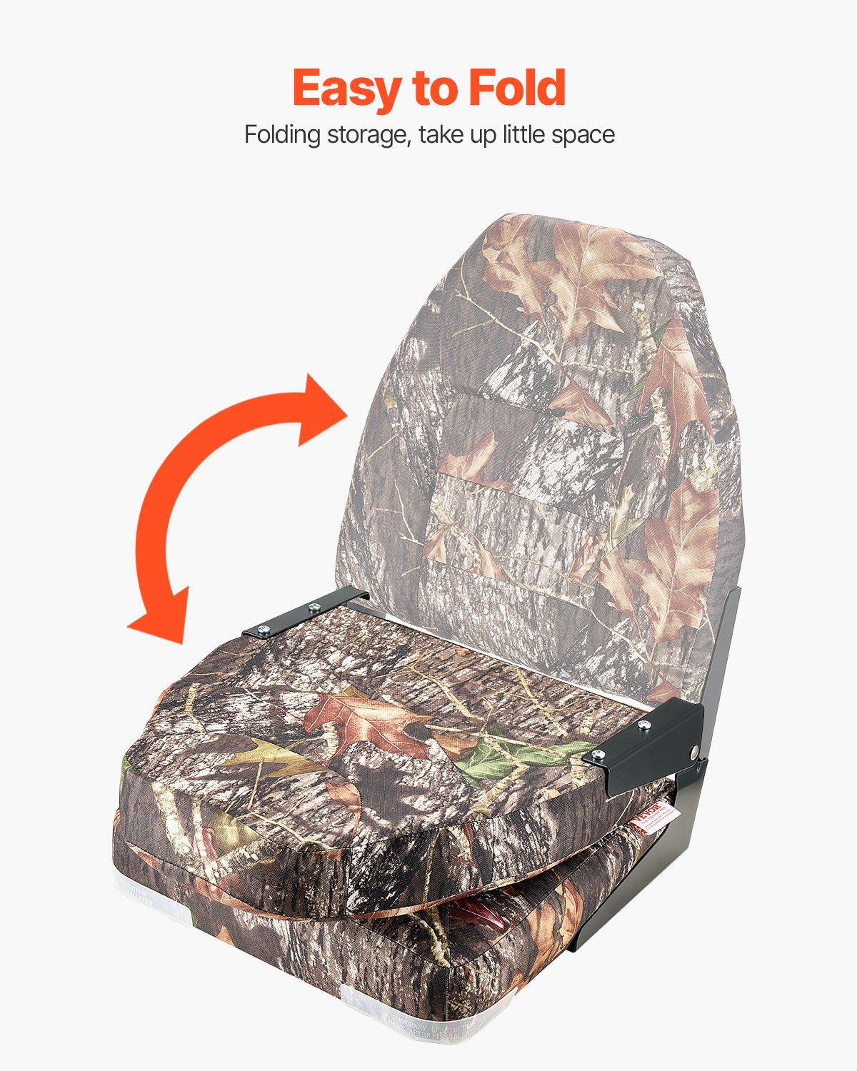 VEVOR Boat Seat High Backrest Flip Up Boat Seat Sponge Cushion Camouflage
