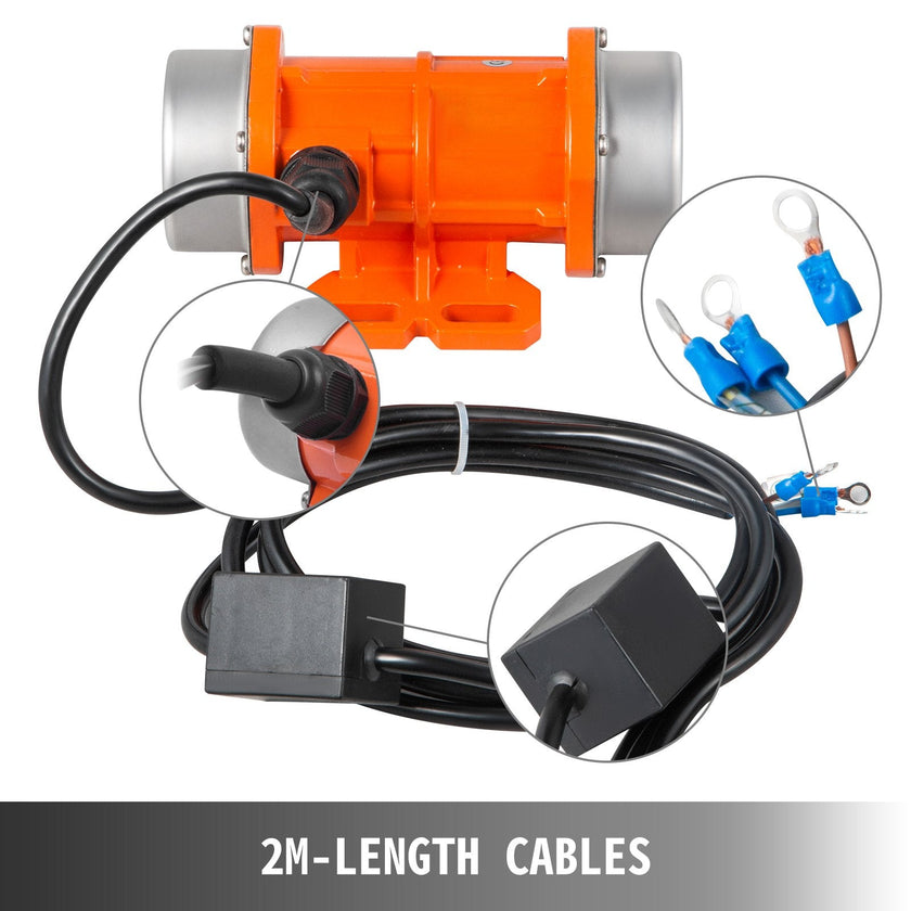 VEVOR AC Concrete Vibrator 110V, Motor Vibrating Motor 40W Single Phase AC Electric Vibrating Motor Aluminum Alloy Case 3600rpm Asynchronous Vibration Motor 2M Cable Concrete Vibrator IP65 Waterproof