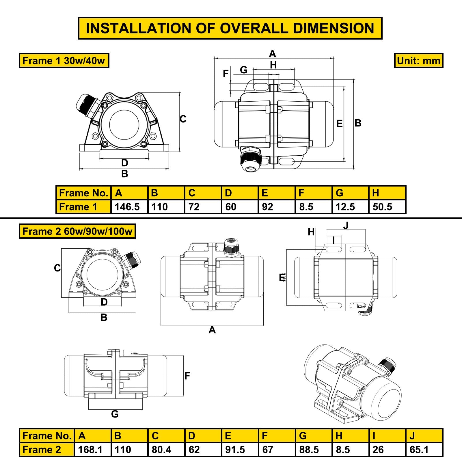 VEVOR AC Concrete Vibrator 110V, Motor Vibrating Motor 40W Single Phase AC Electric Vibrating Motor Aluminum Alloy Case 3600rpm Asynchronous Vibration Motor 2M Cable Concrete Vibrator IP65 Waterproof