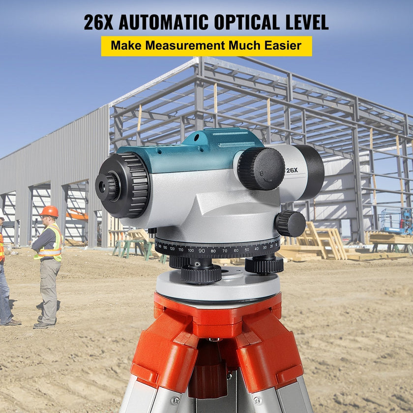 VEVOR Automatic Optical Level, 26X, 40?mm Aperture Auto Level Kit with Magnetic Dampened Compensator and Transport Lock, Height Distance Angle Measuring Tool w/ Hard Plastic Case, IP54 Waterproof