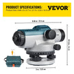 VEVOR Automatic Optical Level, 26X, 40?mm Aperture Auto Level Kit with Magnetic Dampened Compensator and Transport Lock, Height Distance Angle Measuring Tool w/ Hard Plastic Case, IP54 Waterproof