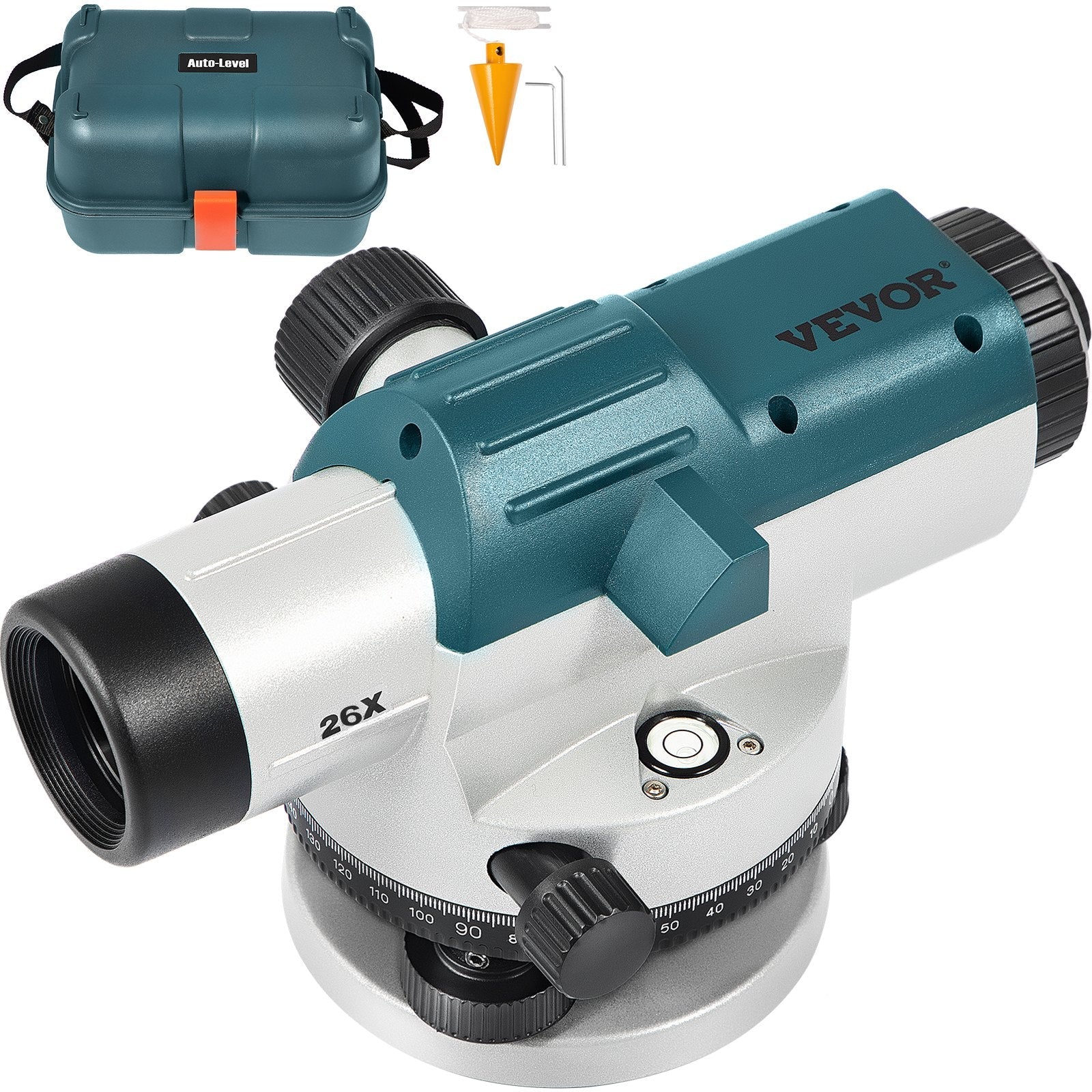 VEVOR Automatic Optical Level, 26X, 40?mm Aperture Auto Level Kit with Magnetic Dampened Compensator and Transport Lock, Height Distance Angle Measuring Tool w/ Hard Plastic Case, IP54 Waterproof