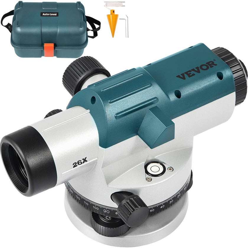 VEVOR Automatic Optical Level, 26X, 40?mm Aperture Auto Level Kit with Magnetic Dampened Compensator and Transport Lock, Height Distance Angle Measuring Tool w/ Hard Plastic Case, IP54 Waterproof
