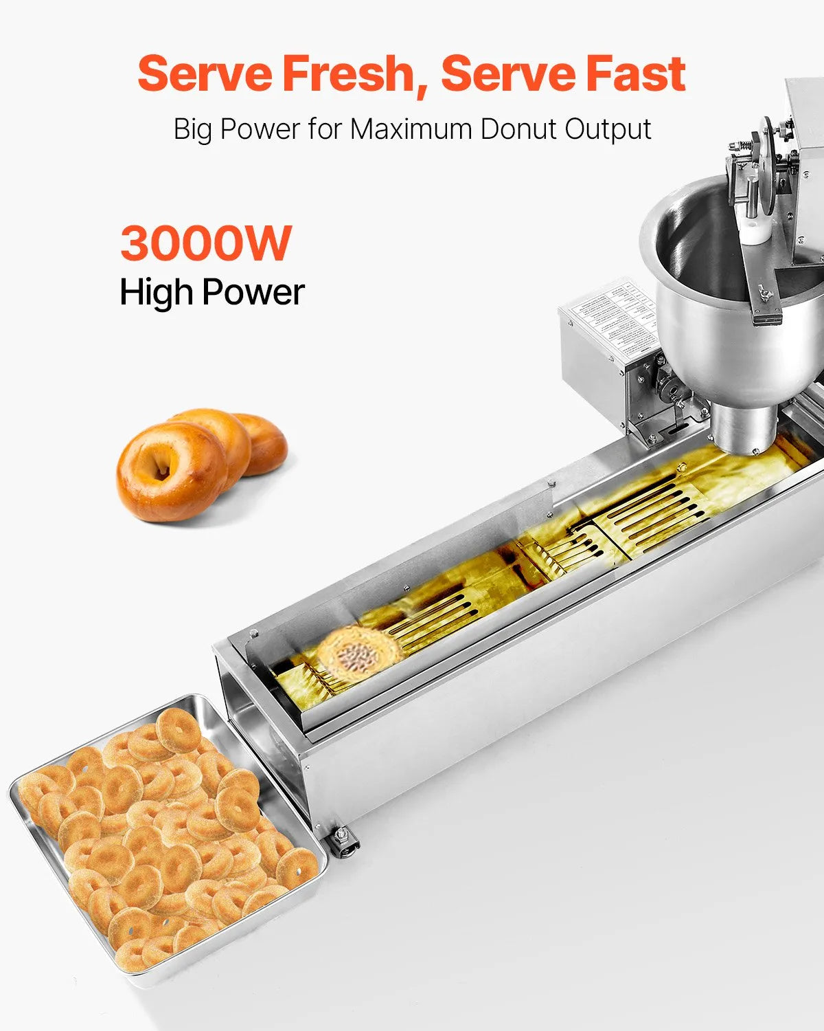 VEVOR Commercial Automatic Donuts Machine Doughnut Maker Single Row 90 PCS/H