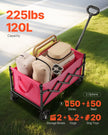 VEVOR Collapsible Wagon Carts 120L & 225LBS Heavy Duty Folding Garden Cart Pink