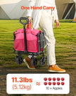VEVOR Collapsible Wagon Carts 120L & 225LBS Heavy Duty Folding Garden Cart Pink