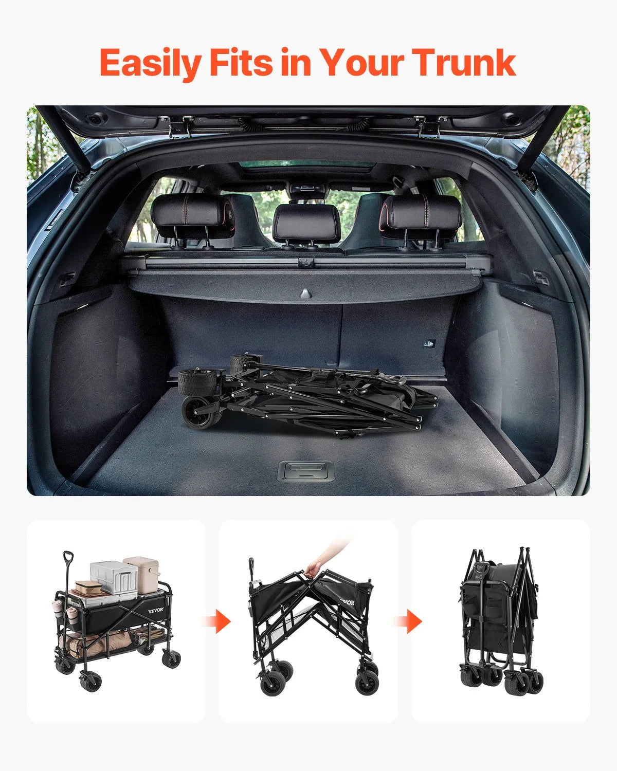 VEVOR Double Decker Wagon Collapsible 300L & 450 lbs Heavy Duty Folding Cart
