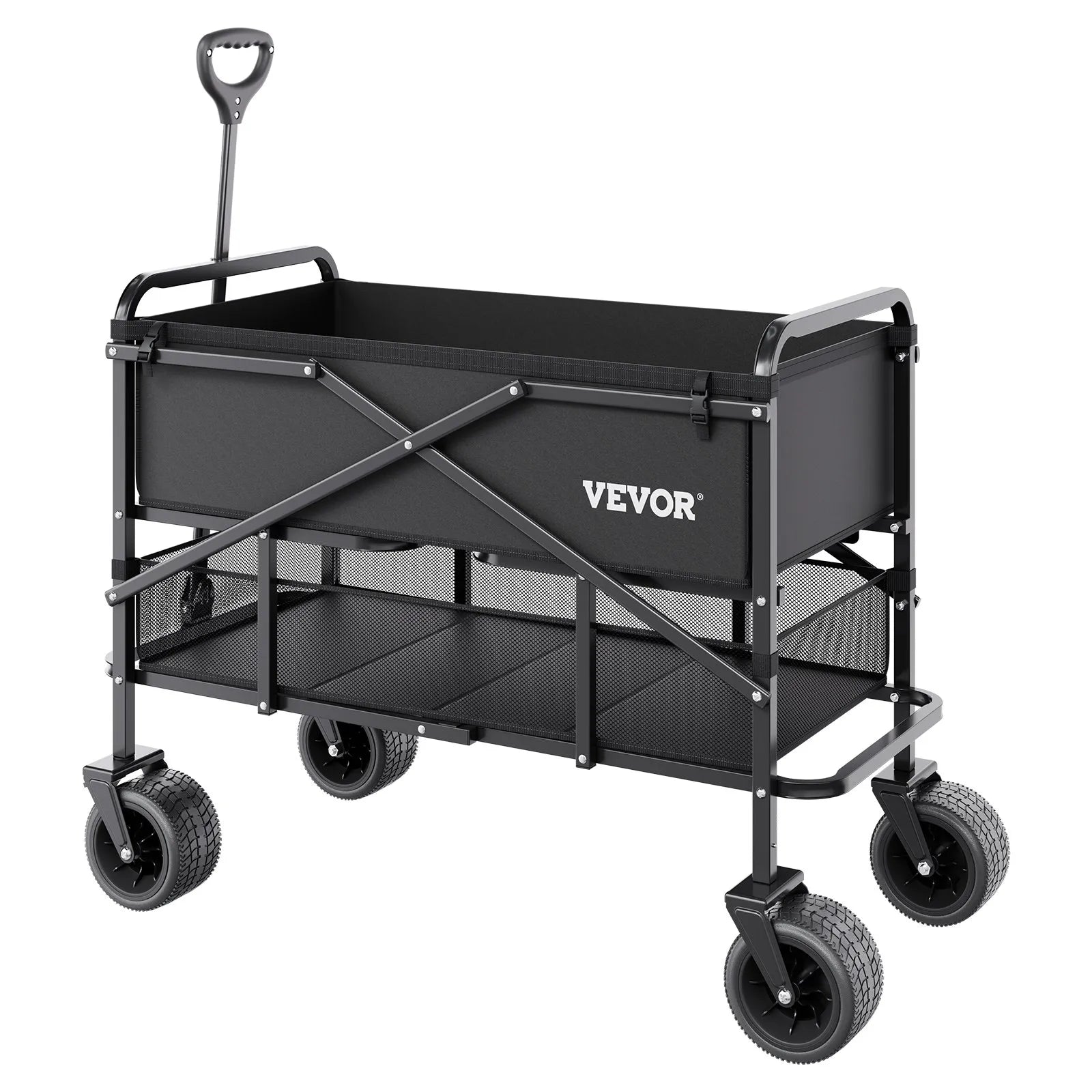 VEVOR Double Decker Wagon Collapsible 300L & 450 lbs Heavy Duty Folding Cart