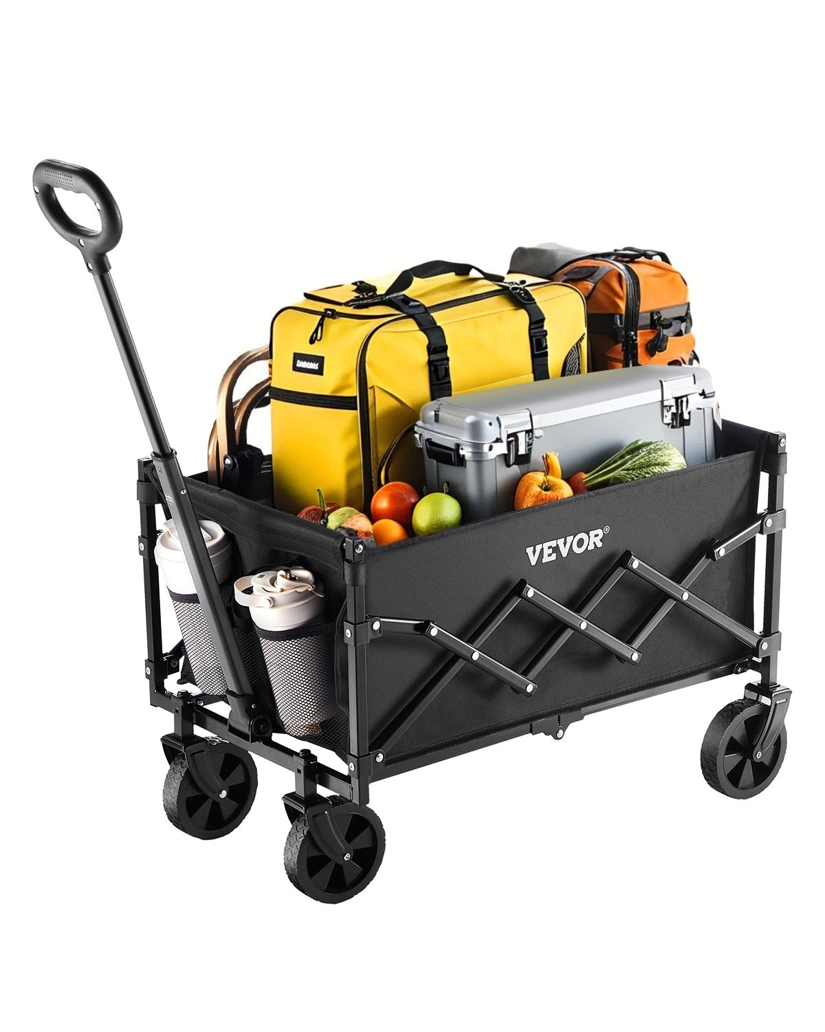 VEVOR Collapsible Wagon Carts 120L & 225LBS Heavy Duty Folding Garden Cart Black