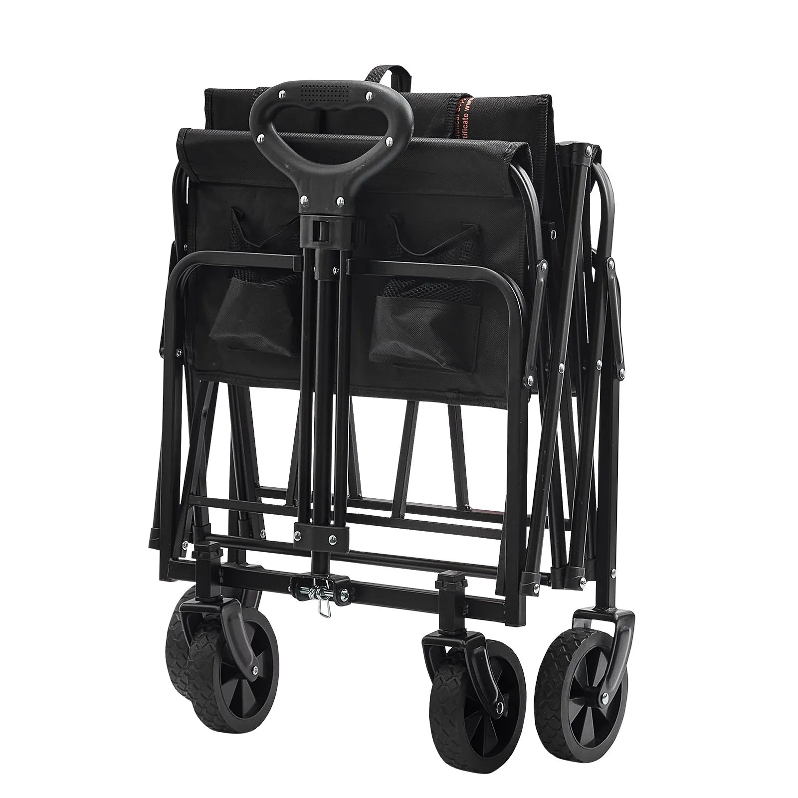 VEVOR Collapsible Folding Wagon, 2 cu.ft Beach Wagon Cart with All-Terrain 5in Wheels, Heavy Duty Folding Wagon Cart 220 lbs Weight Capacity with Drink Holders, Sports Wagon for Camping, Shopping, Gar