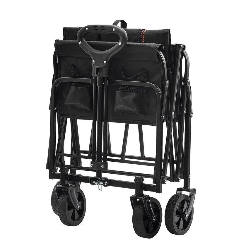VEVOR Collapsible Folding Wagon, 2 cu.ft Beach Wagon Cart with All-Terrain 5in Wheels, Heavy Duty Folding Wagon Cart 220 lbs Weight Capacity with Drink Holders, Sports Wagon for Camping, Shopping, Gar