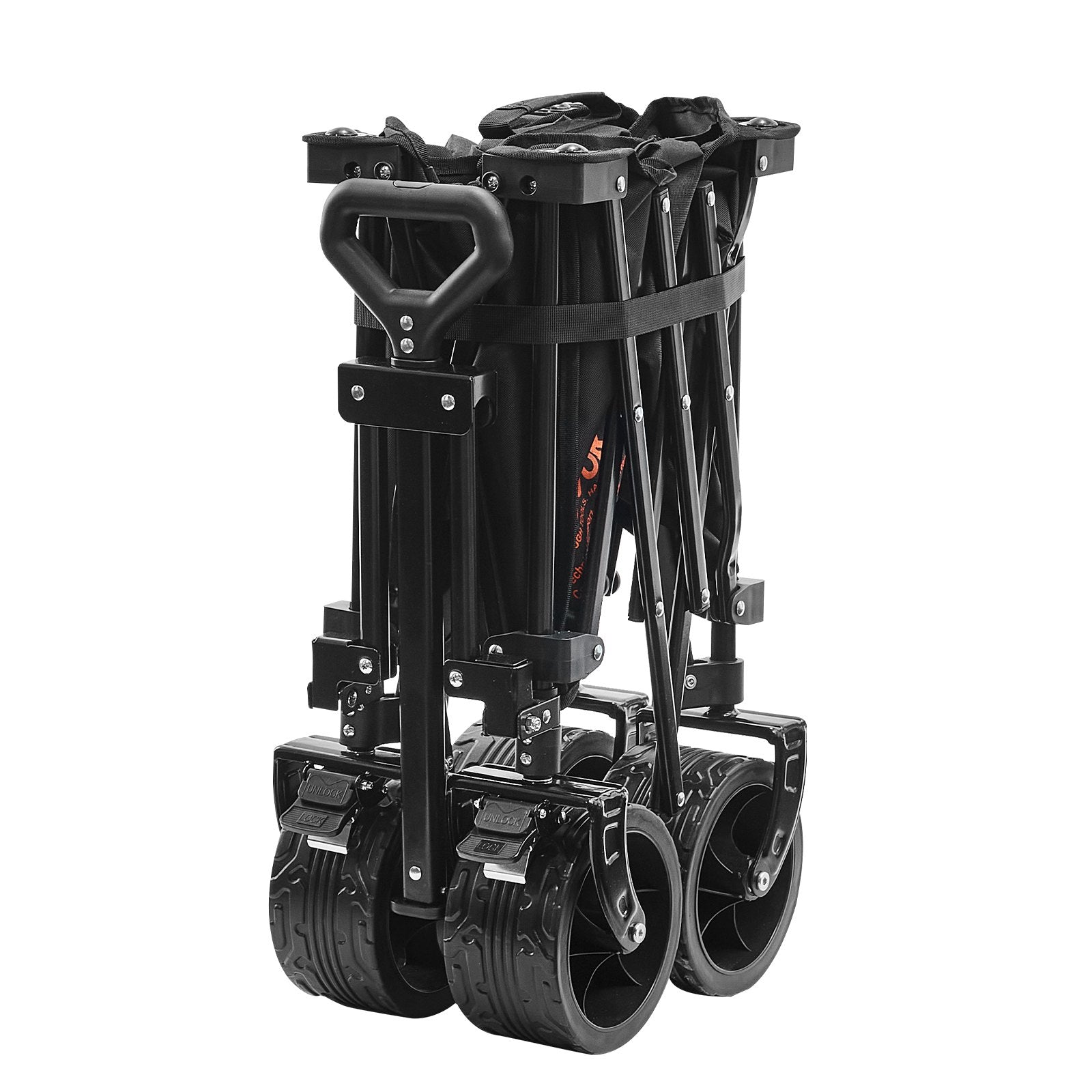 VEVOR Collapsible Folding Wagon, 150 L Beach Wagon Cart with All-Terrain Wheels, Heavy Duty Folding Wagon Cart Max 265 lbs with Drink Holders, Sports Wagon for Camping, Shopping, Garden