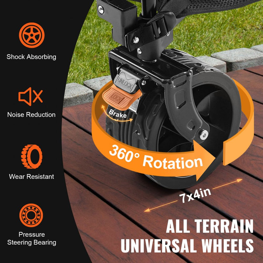 VEVOR Foldable Double Decker Wagon, 400L Collapsible Wagon Cart with All-Terrain Wheels, Heavy Duty Folding Wagon Cart 350 lbs Weight Capacity for Camping, Shopping, Garden, 52