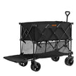 VEVOR Foldable Double Decker Wagon, 400L Collapsible Wagon Cart with All-Terrain Wheels, Heavy Duty Folding Wagon Cart 350 lbs Weight Capacity for Camping, Shopping, Garden, 52