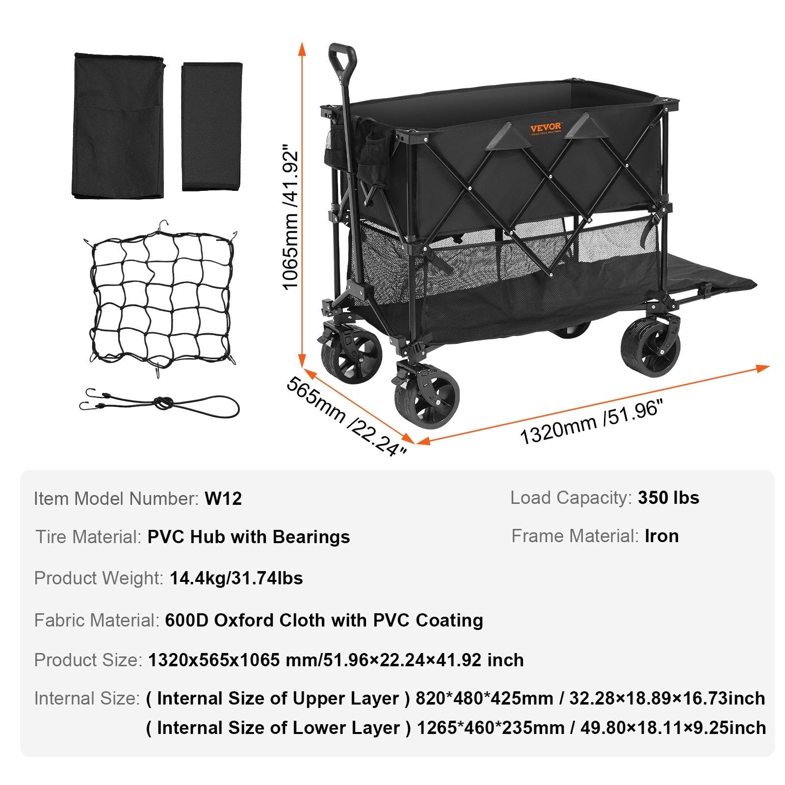 Foldable Double Decker Wagon, 400L Collapsible