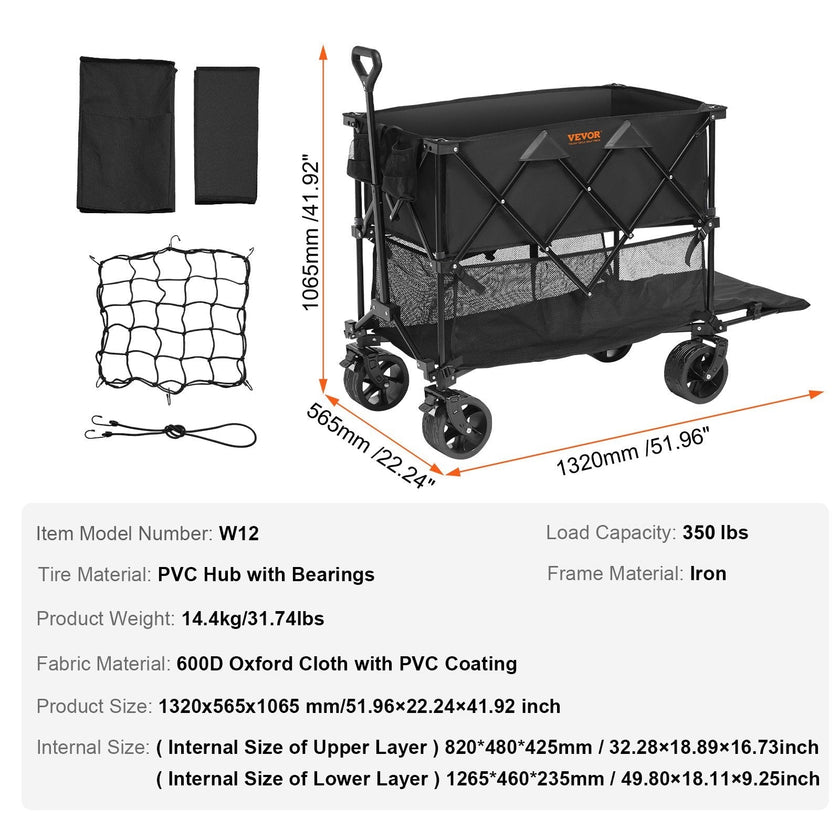 Foldable Double Decker Wagon, 400L Collapsible