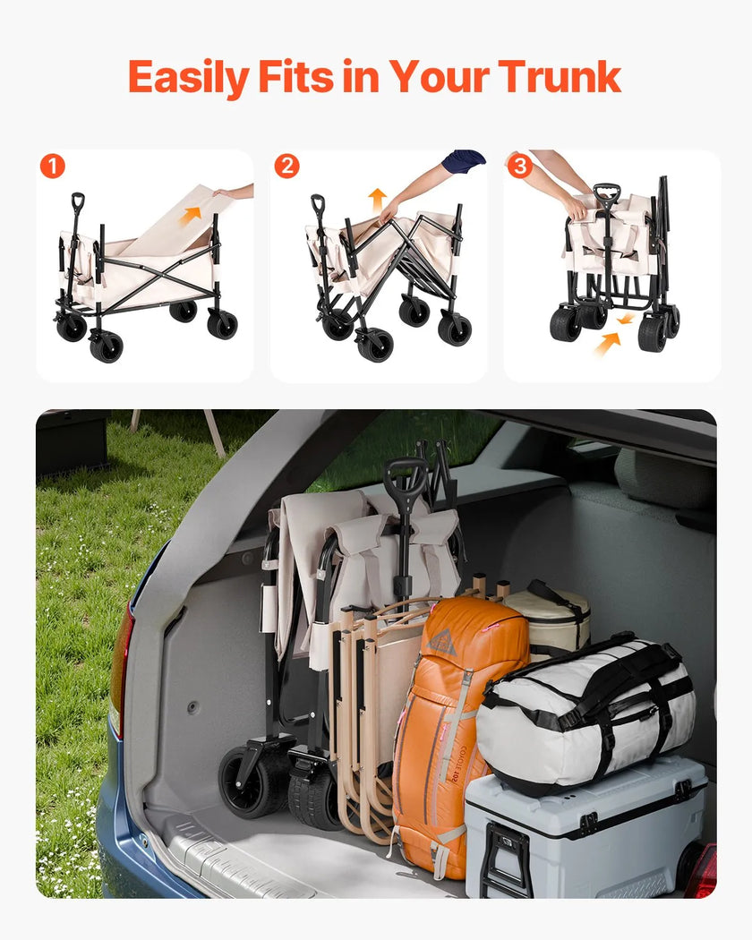 VEVOR Foldable Wagon Cart Converts to Bench 550lb Load & 220L Utility Wagon