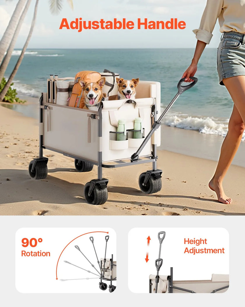 VEVOR Foldable Wagon Cart Converts to Bench 550lb Load & 220L Utility Wagon