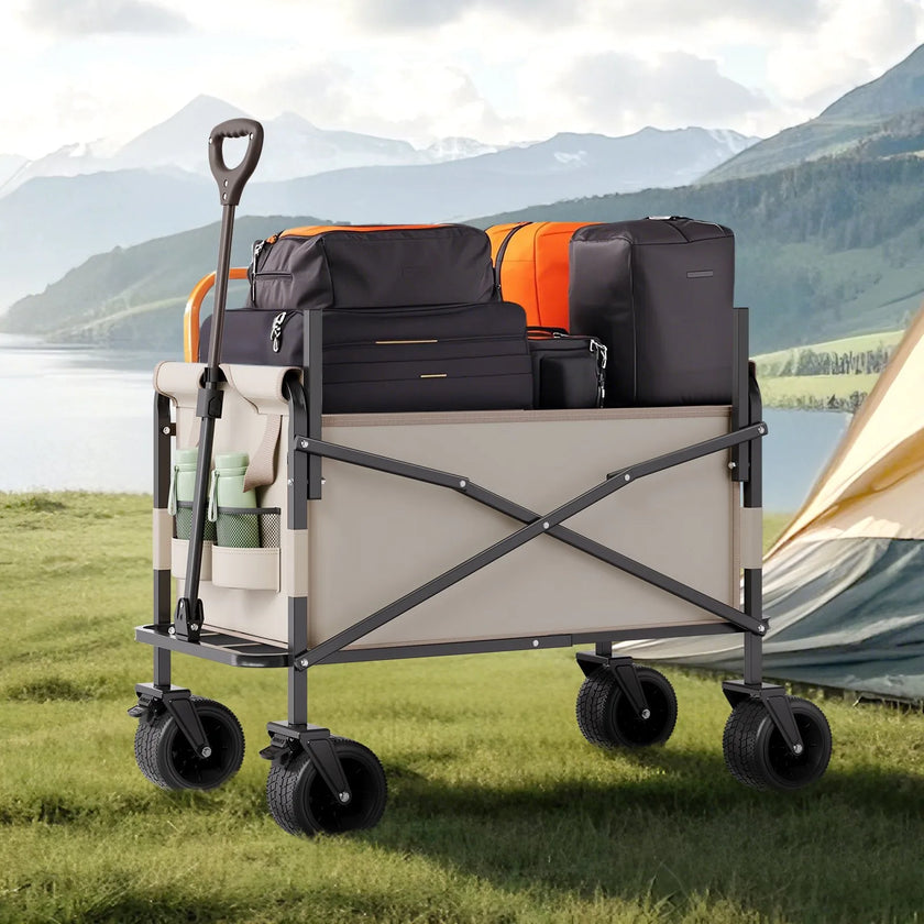 VEVOR Foldable Wagon Cart Converts to Bench 550lb Load & 220L Utility Wagon