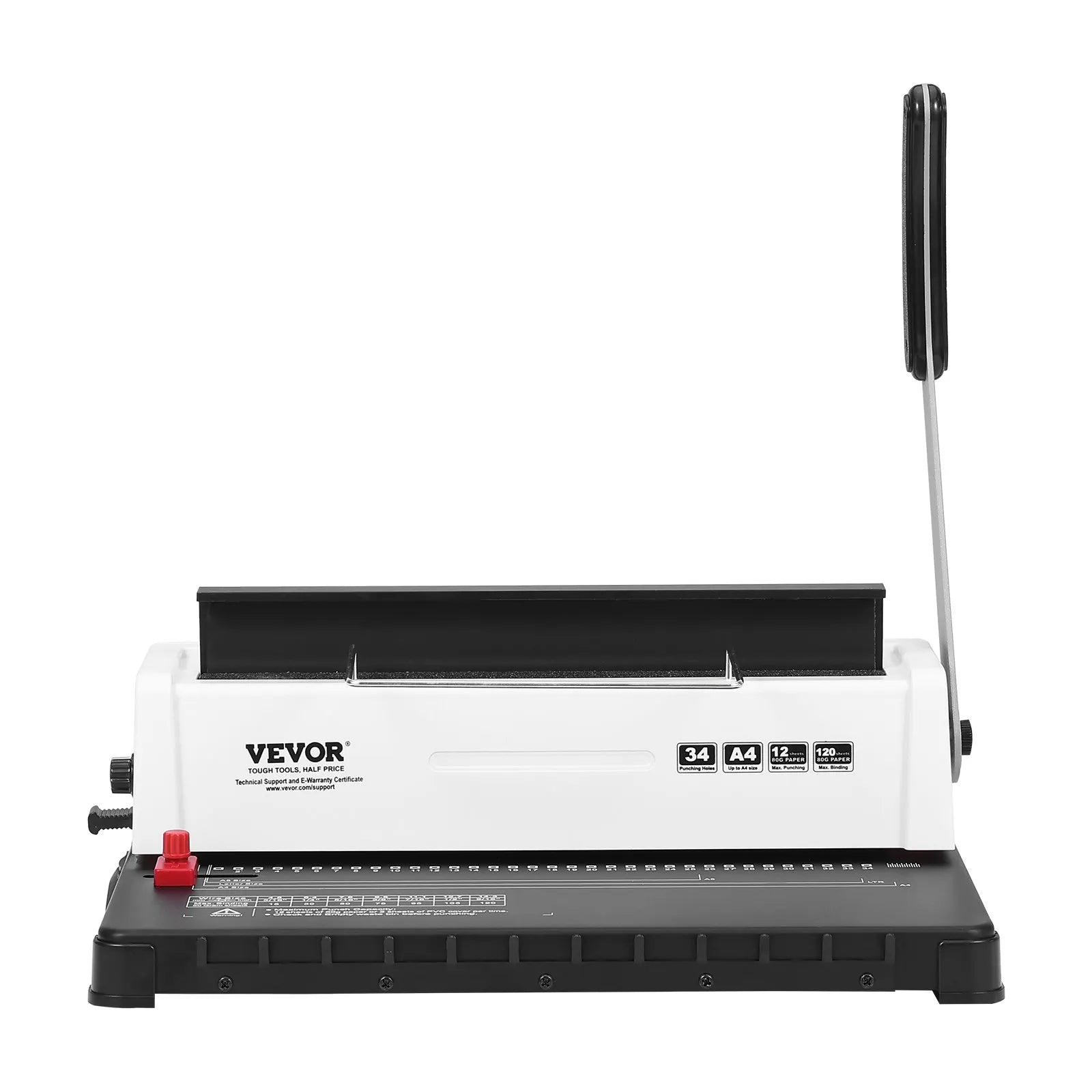 VEVOR Coil Spiral Binding Machine, Manual Book Maker 34-Holes Binding 120 Sheets, Punch Binder Adjustable for Letter Size, A4, A5