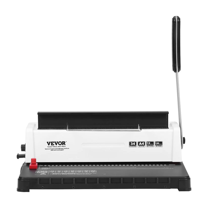 VEVOR Coil Spiral Binding Machine, Manual Book Maker 34-Holes Binding 120 Sheets, Punch Binder Adjustable for Letter Size, A4, A5
