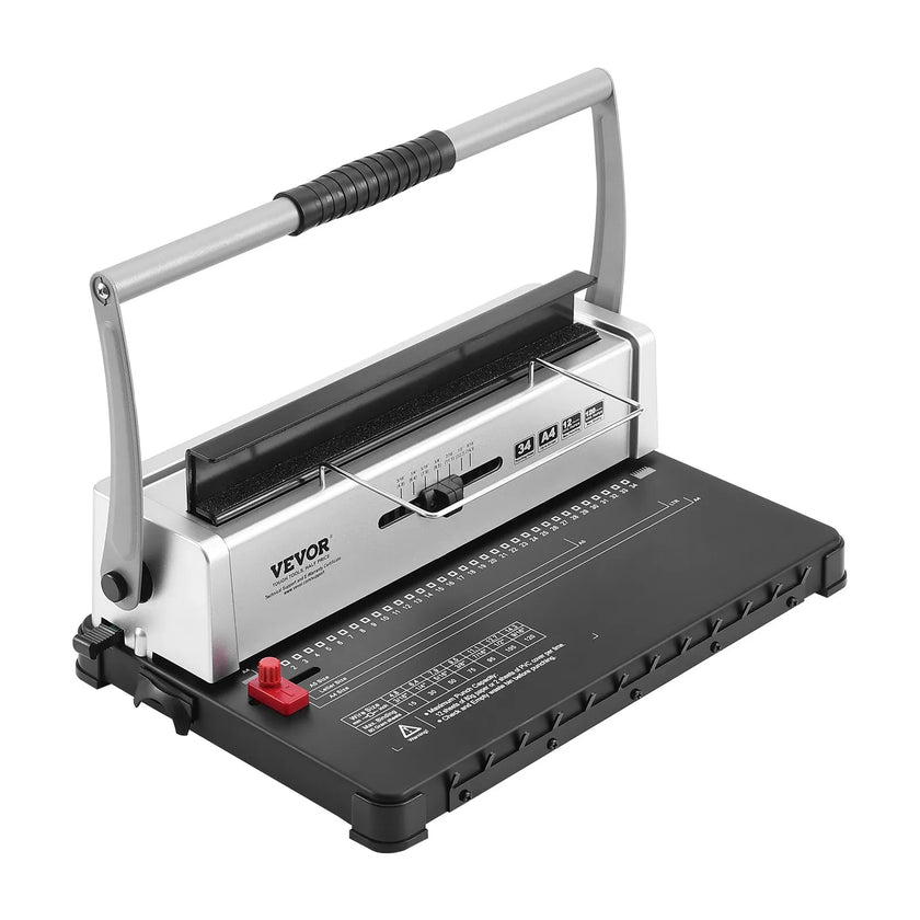 VEVOR Coil Spiral Binding Machine, Manual Book Maker 34-Holes Binding 120 Sheets, Punch Binder with Adjustable 3/16