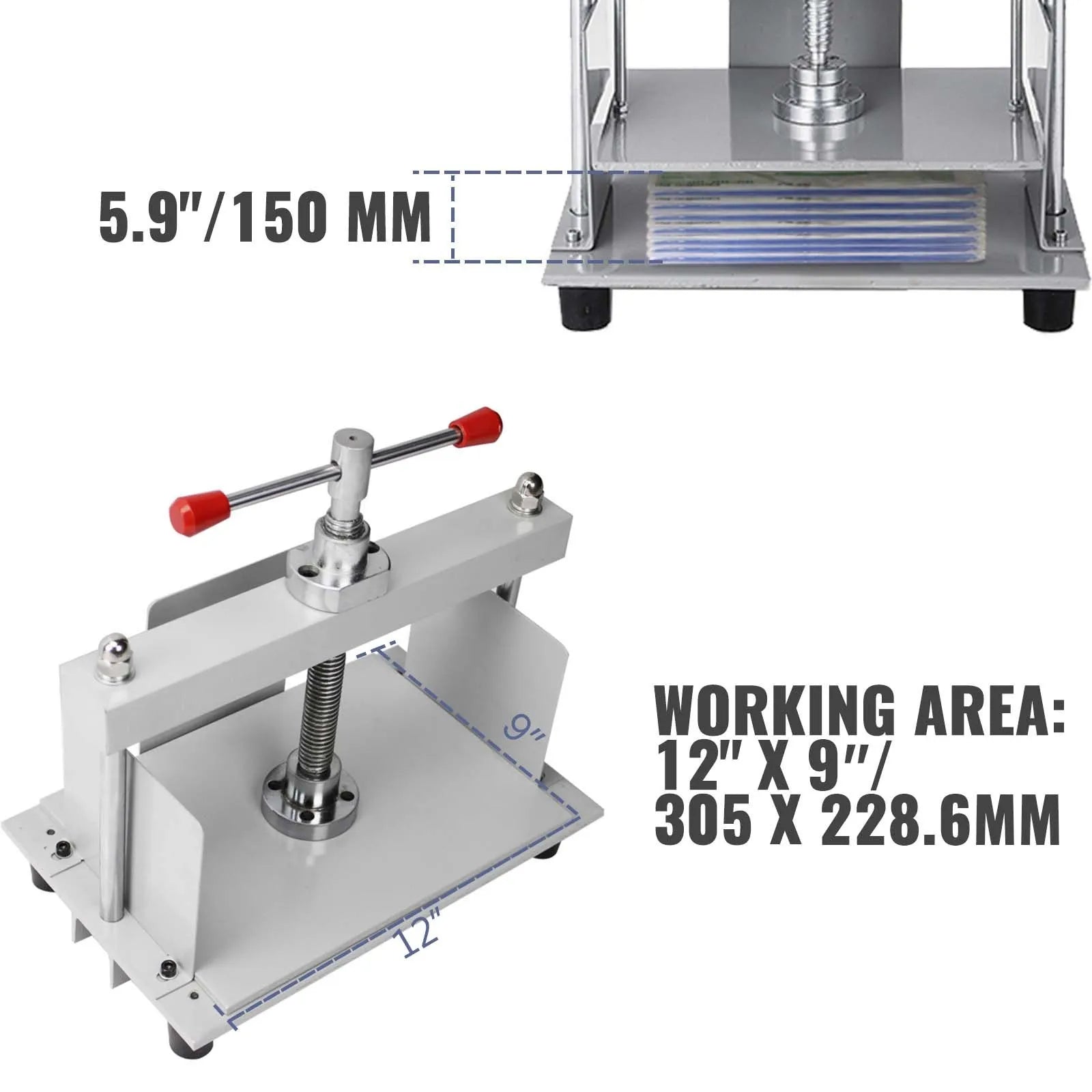 VEVOR Manual Paper Press Machine, 12x8.6 inch for A4 Sized Papers Flatting Machine, 10cm Thickness Steel Frame Manual Flat Paper Press Machine, Papermaking Book Press