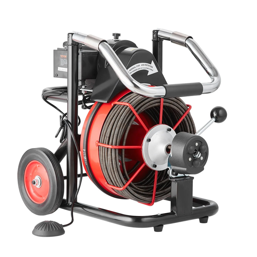 VEVOR Drain Cleaner Machine Electric Drain Auger 100FT x 3/8 In Auto Feed