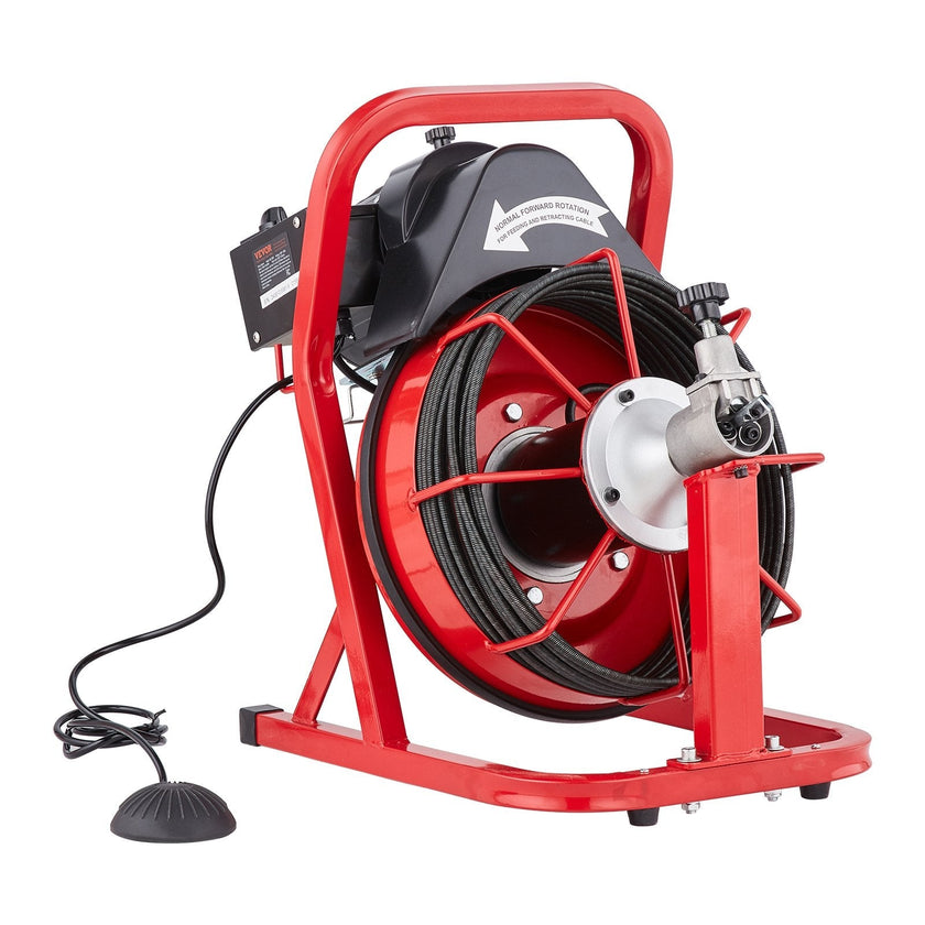 VEVOR Drain Cleaner Machine Electric Drain Auger 50FT x 3/8 In Auto Feed