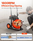 VEVOR Drain Cleaner Machine 75 FT X 1/2 Inch, Sewer Snake Machine Auto Feed, Drain Cleaning Machine with 4 Cutter & Air-Activated Foot Switch for 1