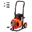 VEVOR Drain Cleaner Machine 75 FT X 1/2 Inch, Sewer Snake Machine Auto Feed, Drain Cleaning Machine with 4 Cutter & Air-Activated Foot Switch for 1