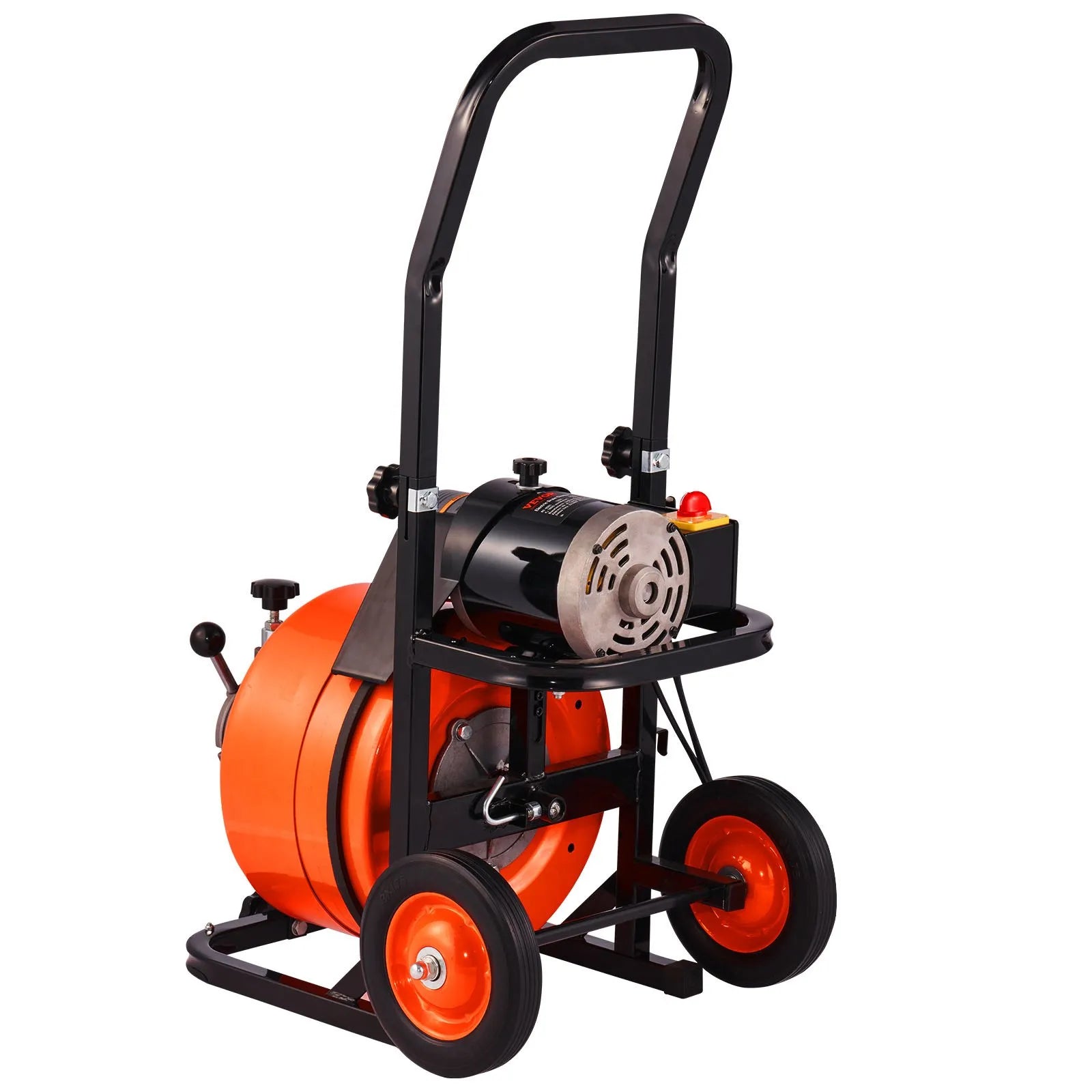 VEVOR Drain Cleaner Machine 75 FT X 1/2 Inch, Sewer Snake Machine Auto Feed, Drain Cleaning Machine with 4 Cutter & Air-Activated Foot Switch for 1