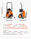 VEVOR Drain Cleaner Machine 50 FT X 3/8 Inch, Sewer Snake Machine Auto Feed, Drain Cleaning Machine with 4 Cutter & Air-activated Foot Switch for 1