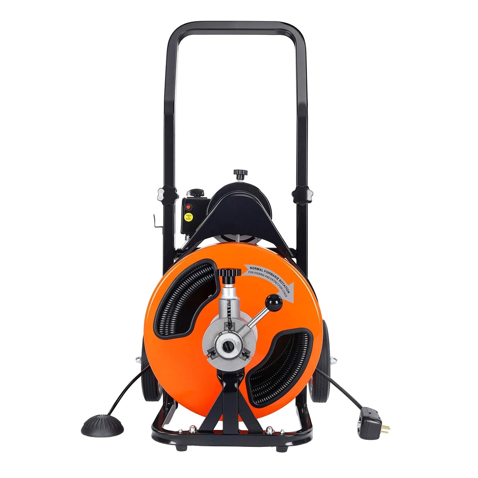 VEVOR Drain Cleaner Machine 100 Ft X 1/2 Inch, Sewer Snake Machine Auto Feed, Drain Cleaning Machine with 4 Cutter & Air-activated Foot Switch for 1