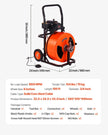 VEVOR Drain Cleaning Machine 100FT x 3/4 Inch, Sewer Snake Machine Auto Feed, Drain Auger Cleaner with 4 Cutter & Air-Activated Foot Switch for 1