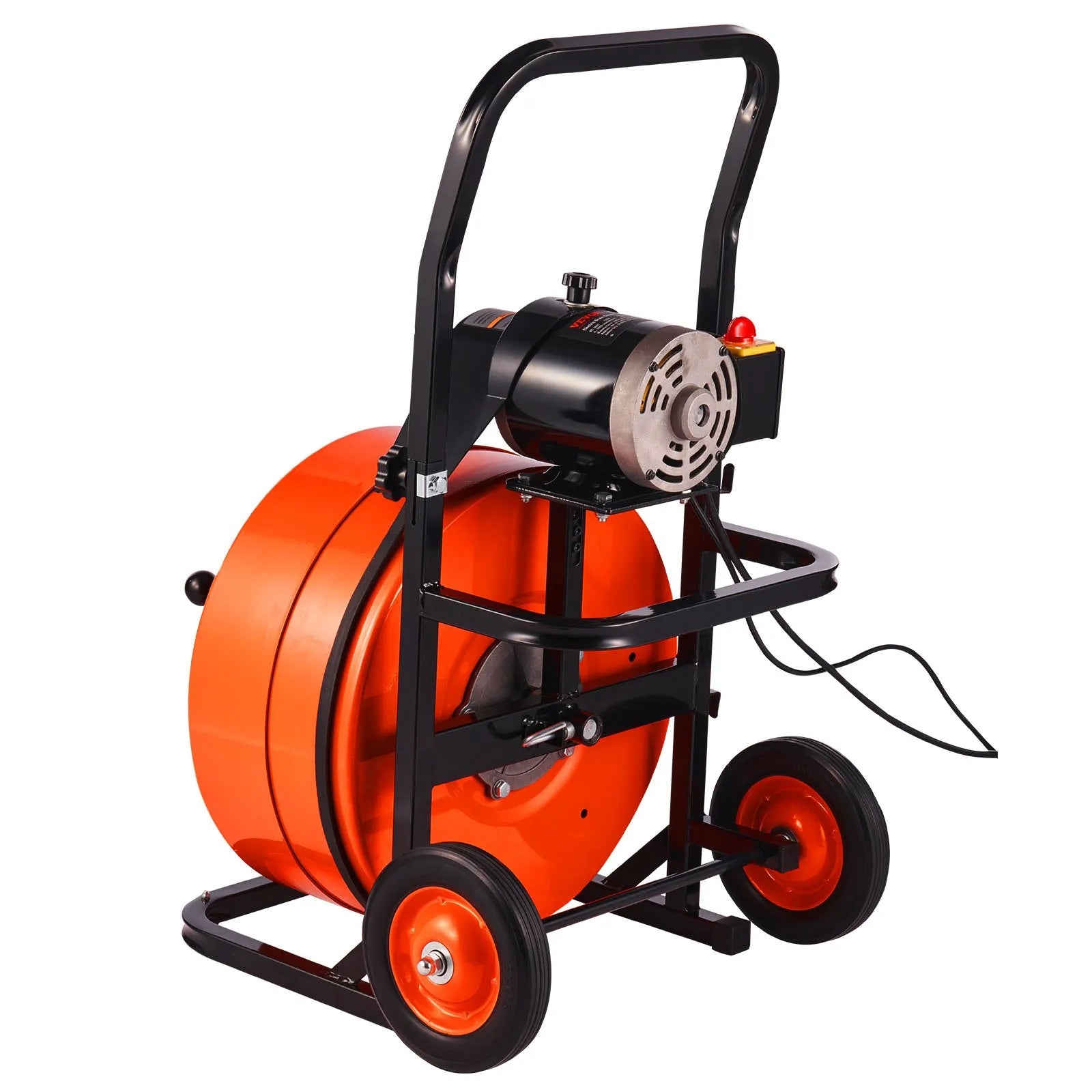 VEVOR Drain Cleaning Machine 100FT x 3/4 Inch, Sewer Snake Machine Auto Feed, Drain Auger Cleaner with 4 Cutter & Air-Activated Foot Switch for 1