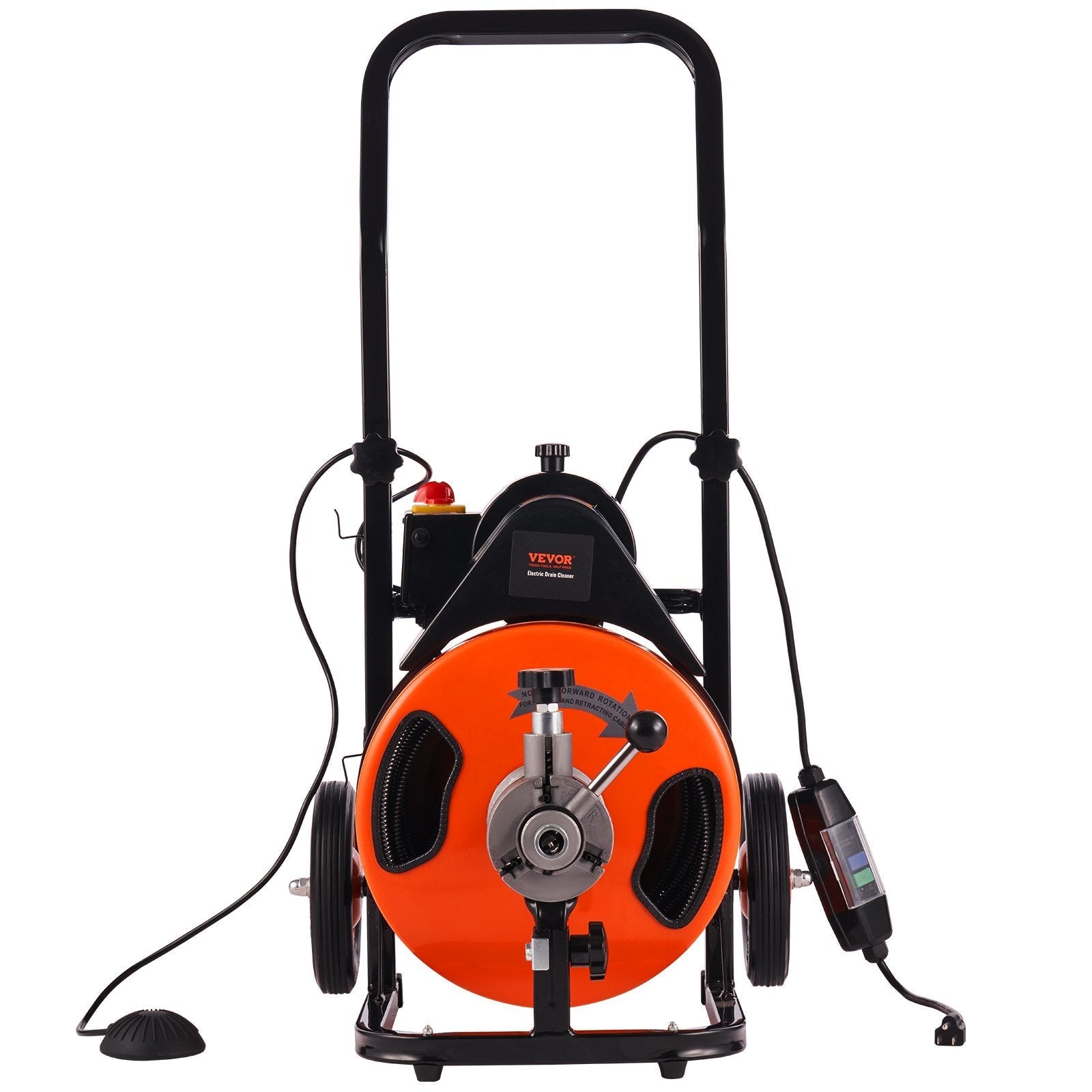VEVOR Drain Cleaner Machine 75Ft X 3/8 Inch, Sewer Snake Machine Auto Feed, Drain Cleaning Machine with 4 Cutter & Air-activated Foot Switch for 1