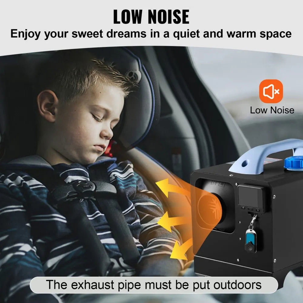 8KW 12V Diesel Air Heater with Black LCD Display and Remote Control