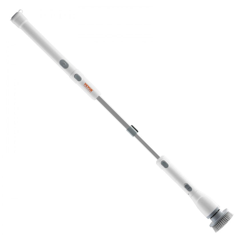 VEVOR Electric Spin Scrubber, Cordless Cleaning Brush with 2 Adjustable Speeds and Extendable Long Handle, 1.5H Runtime Power Shower Scrubber with 4 Replaceable Brush Heads for Bathroom, Tub, Tile