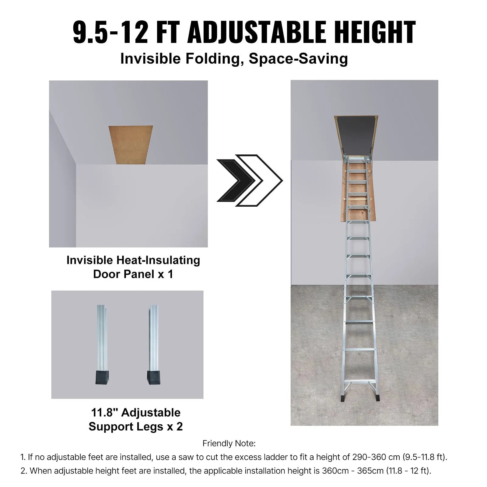 VEVOR Attic Ladder Foldable, 350-pound Capacity, 22.5