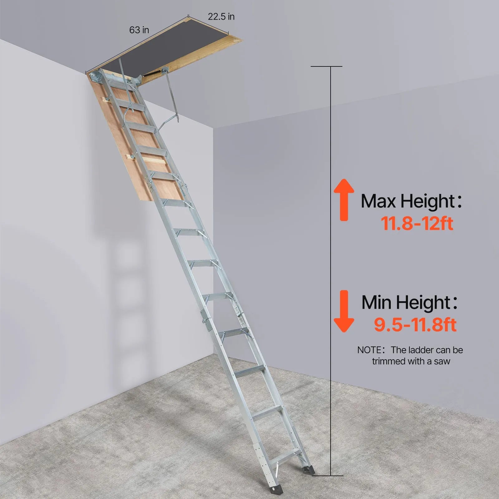 VEVOR Attic Ladder Foldable, 350-pound Capacity, 22.5